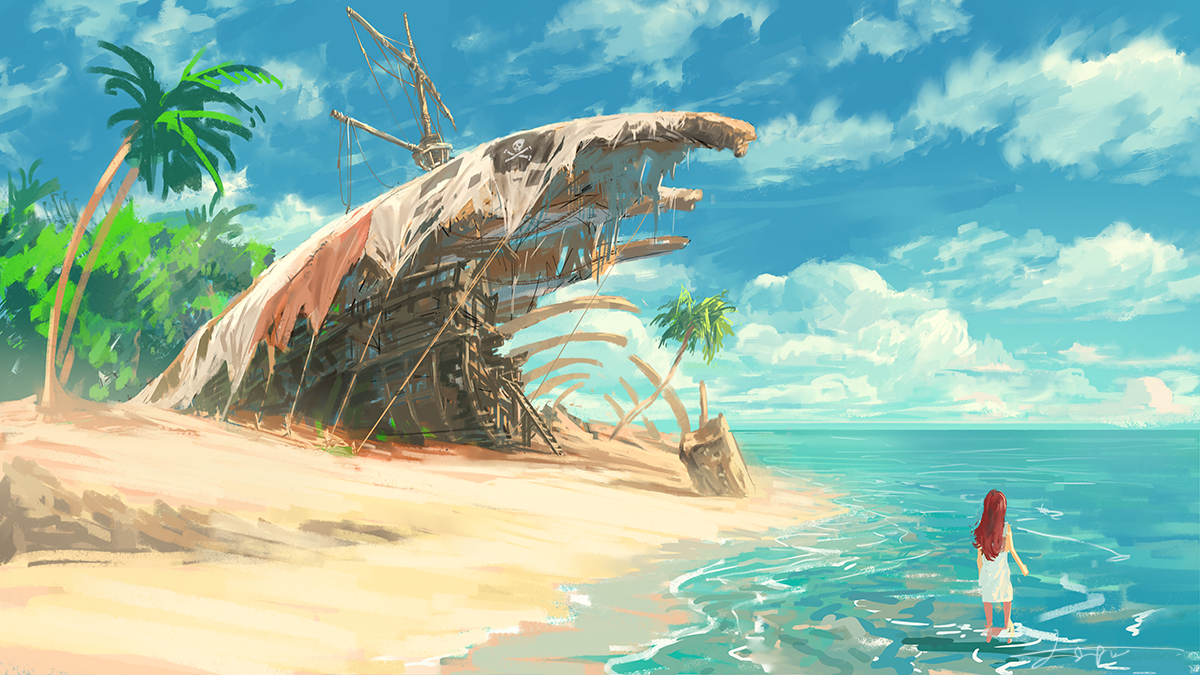 scenery sea summer Anime beach Anime beach Anime Summer Image