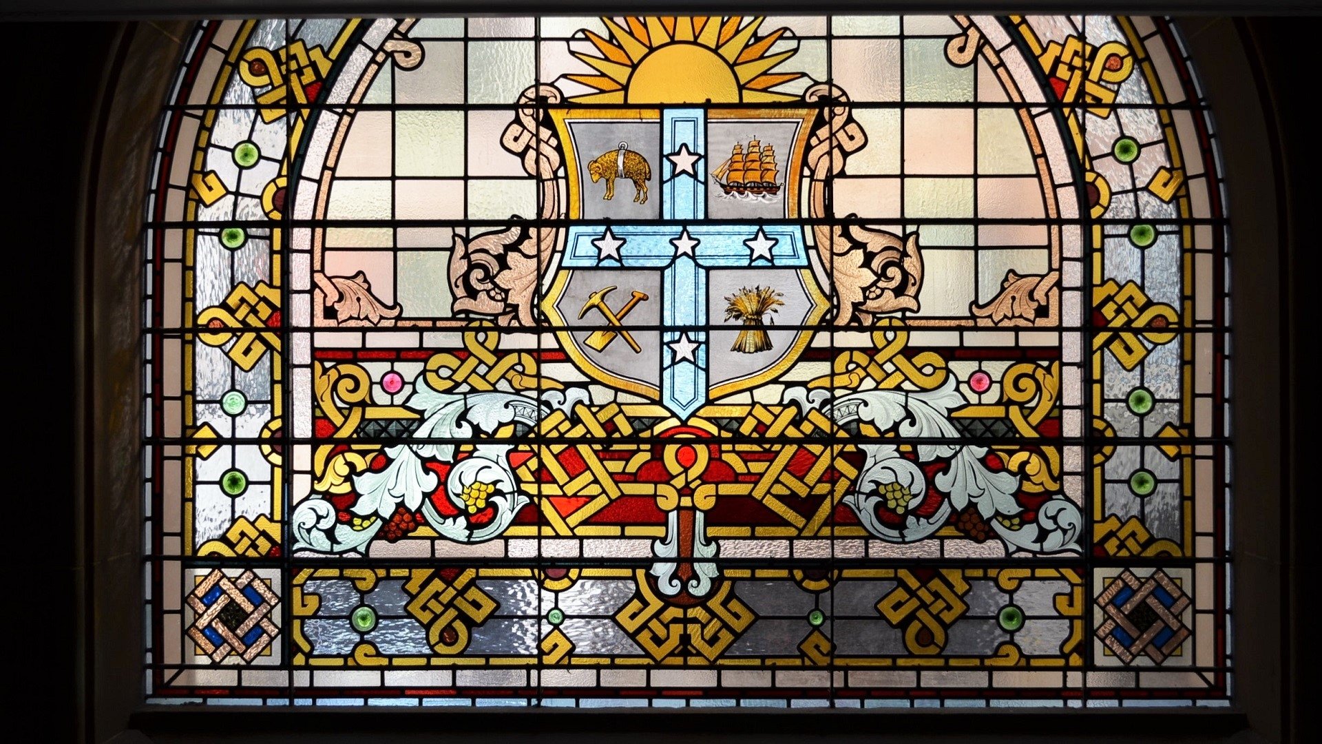 Awesome Stained Glass Window In the QVB, Sydney, Australia. Image ID