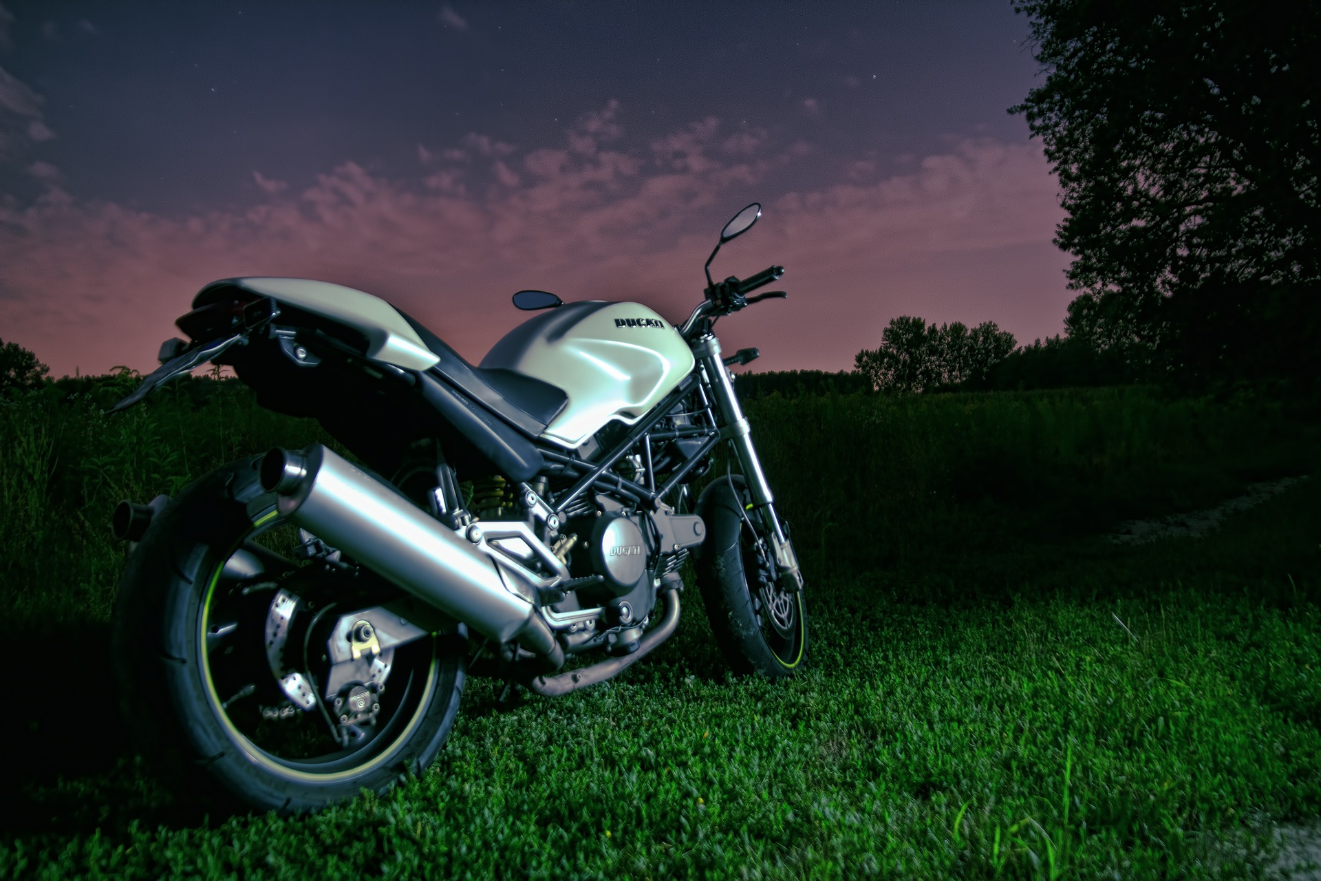 Silver Ducati Motorbike by SplitShire