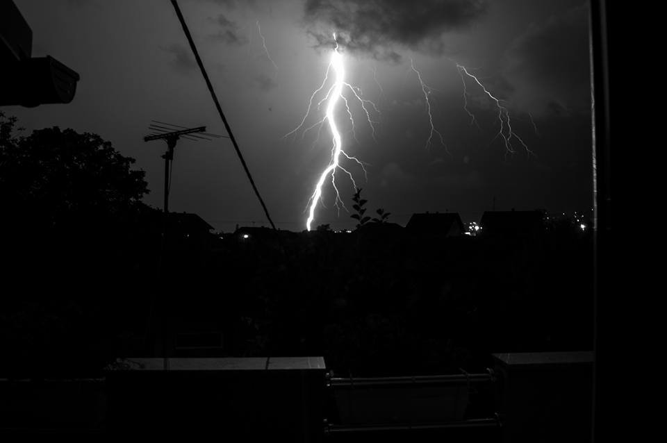  Thunderstorm Strike near my balcony,taken by nikon d3200 self time 5sec