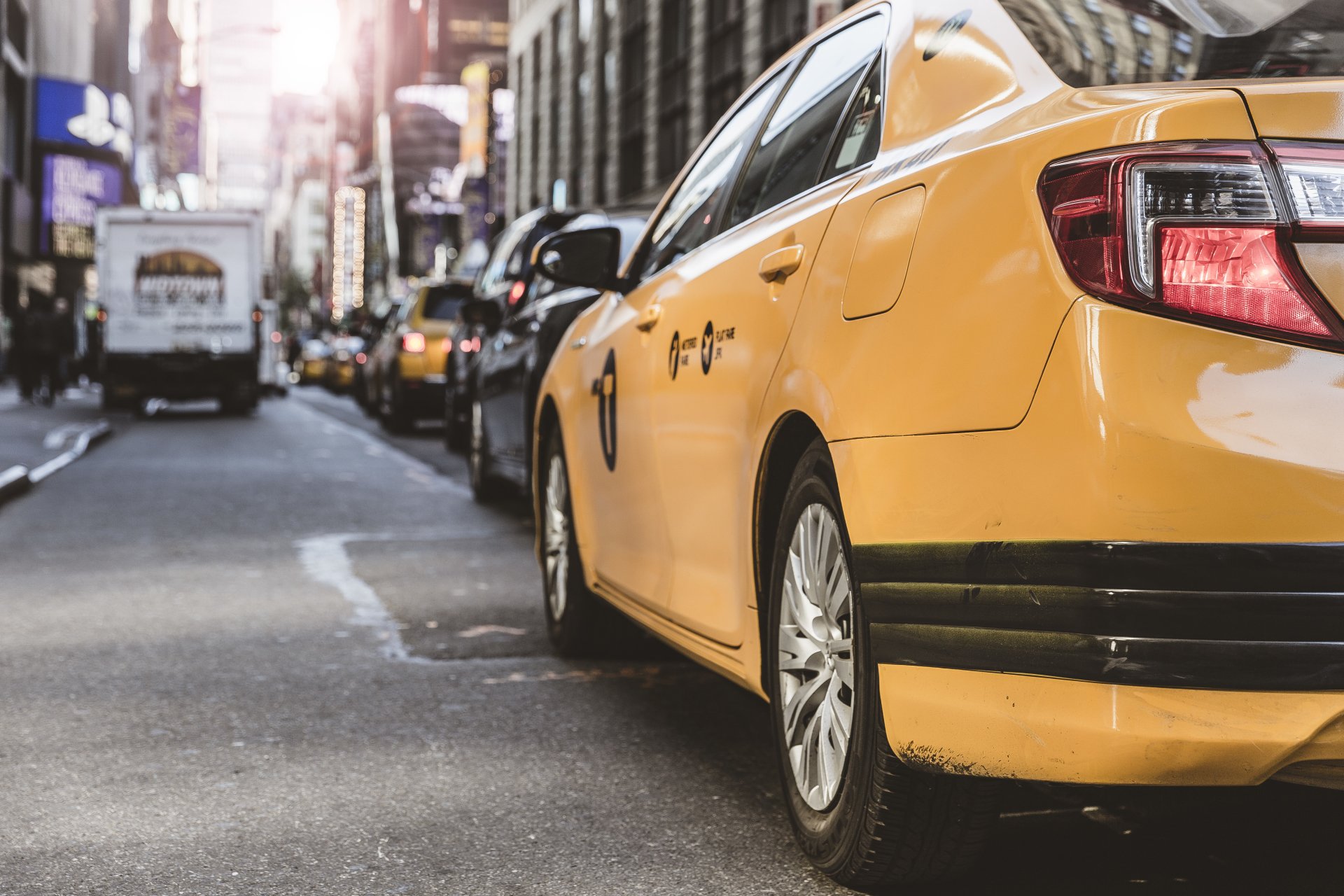 yellow car New York vehicle taxi Image