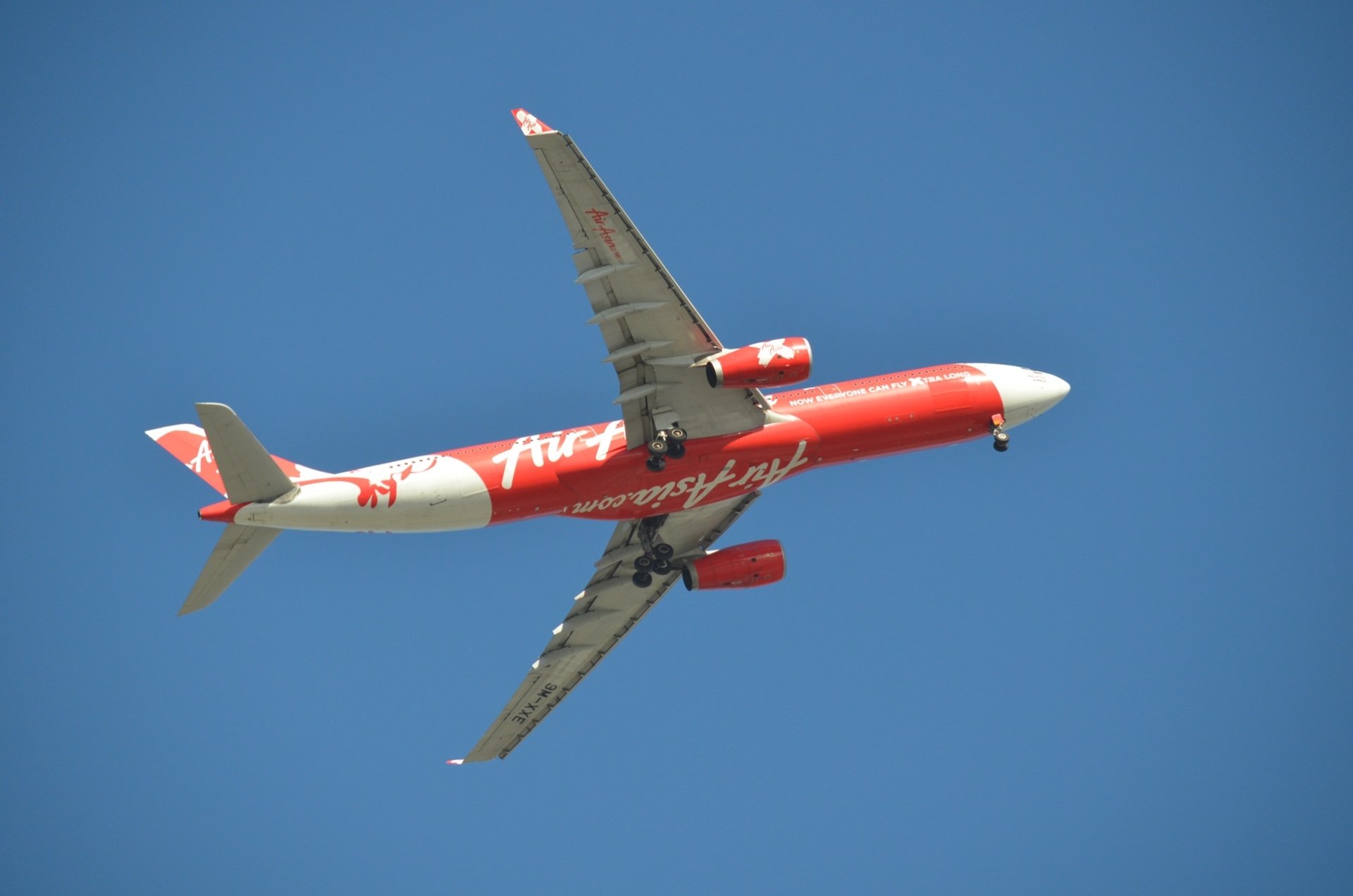  9M-XXE AirAsia X Airbus A330-343 over Sydney Airport