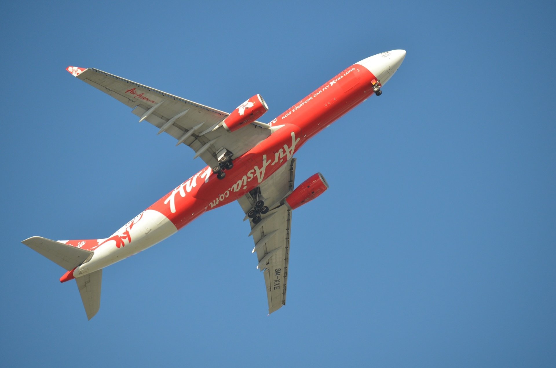  9M-XXE AirAsia X Airbus A330-343 over Sydney Airport