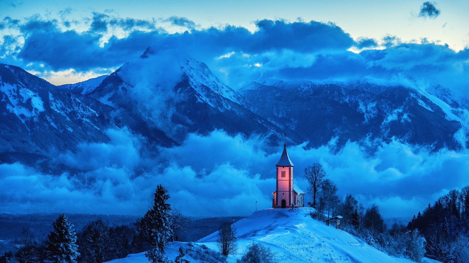 Church in the Snowy Alps