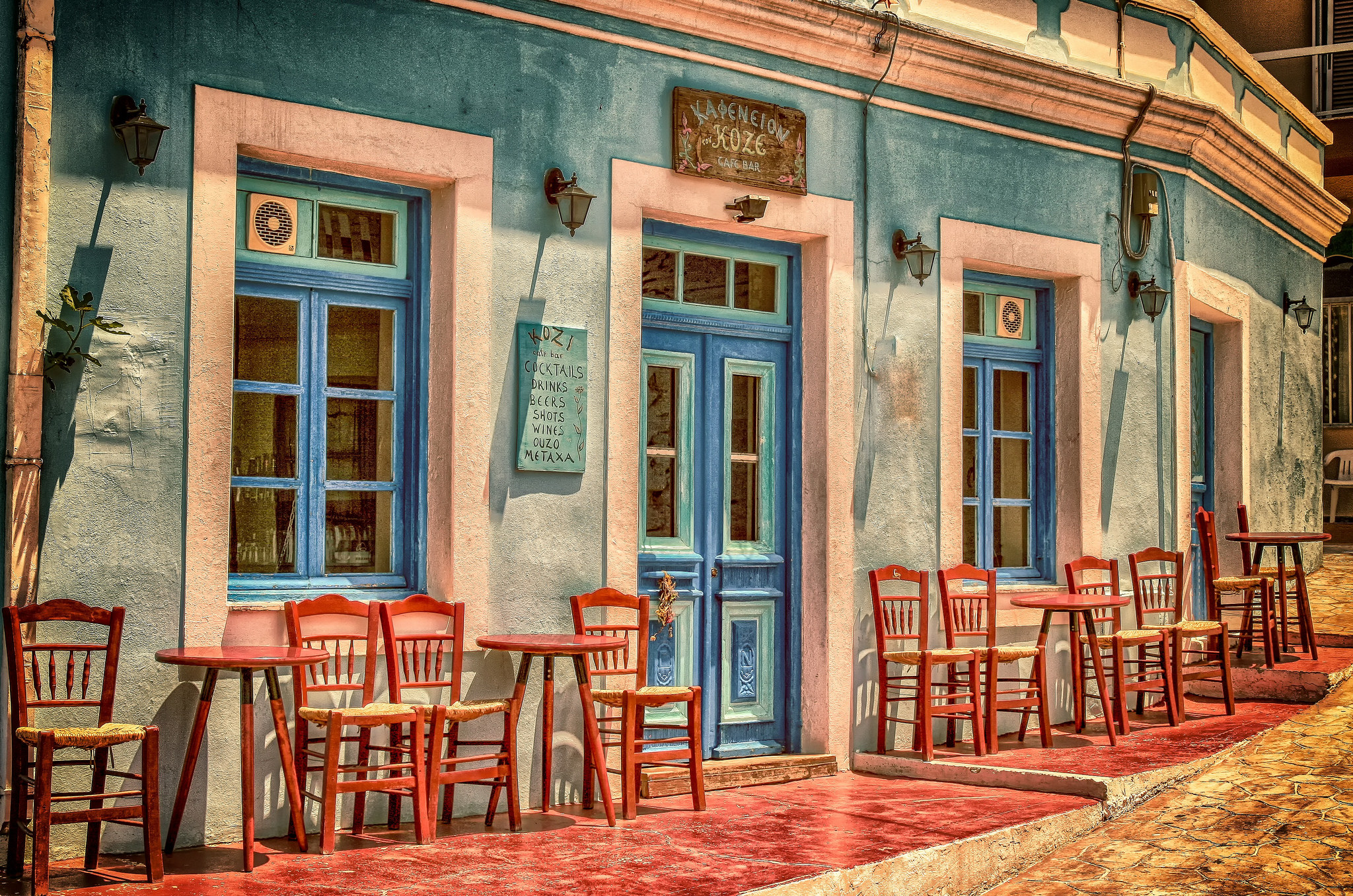 Outdoor Cafe at Greek Restaurant by analogicus