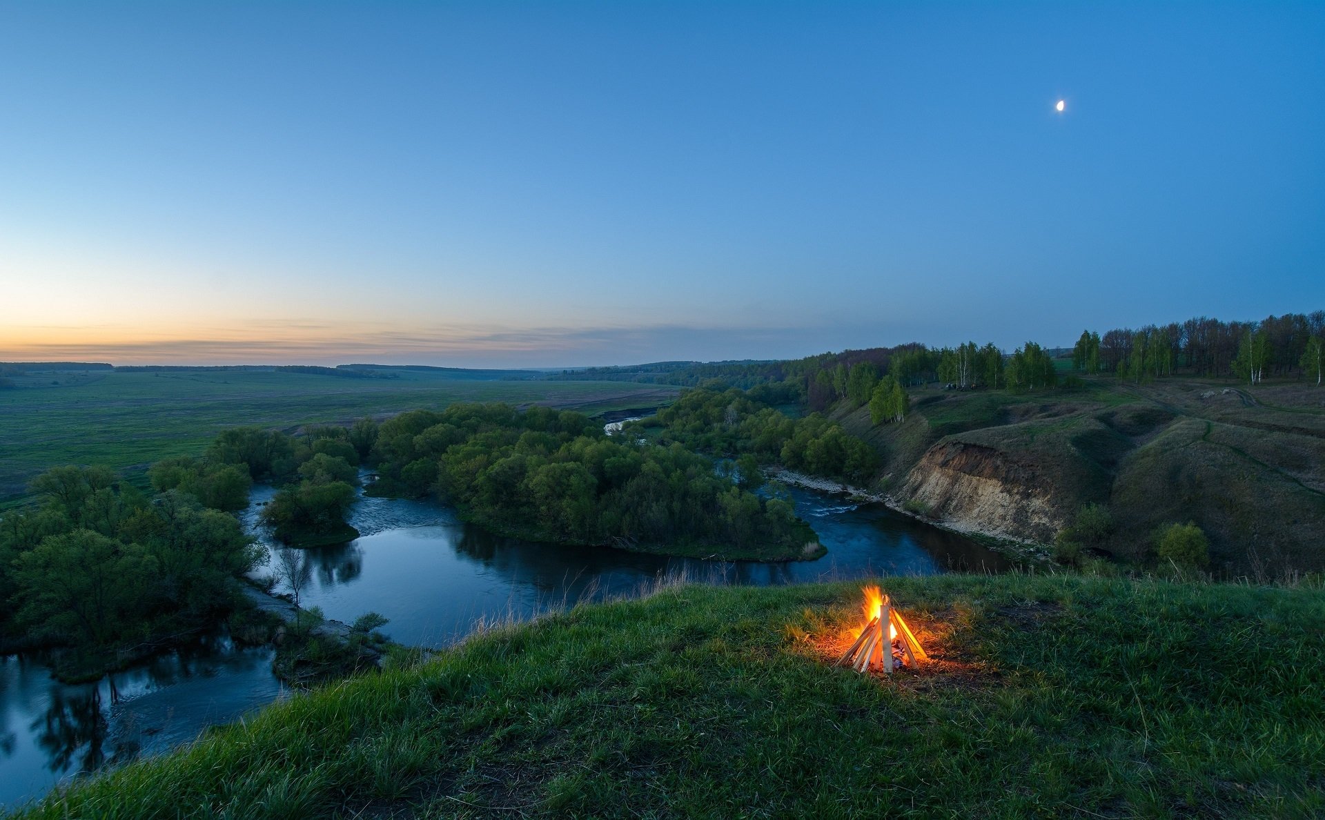 landscape bonfire nature river Image