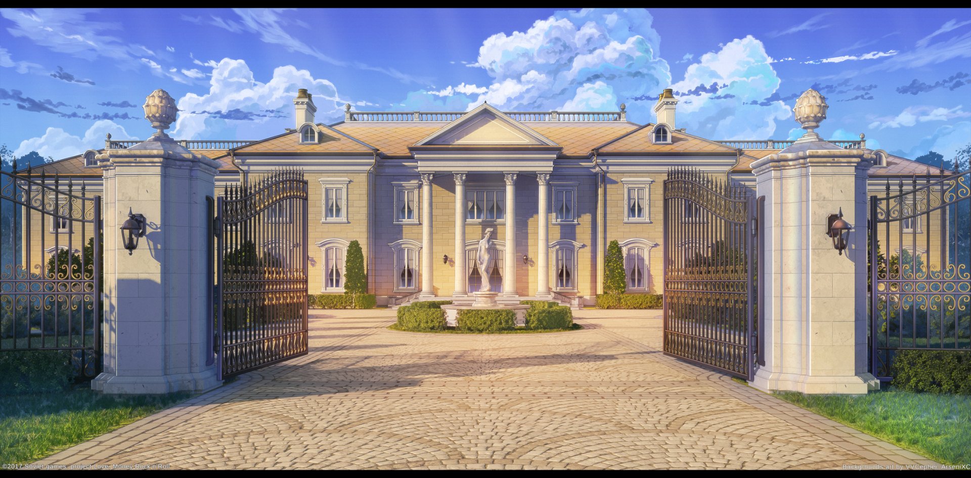 mansion Anime building gate Image