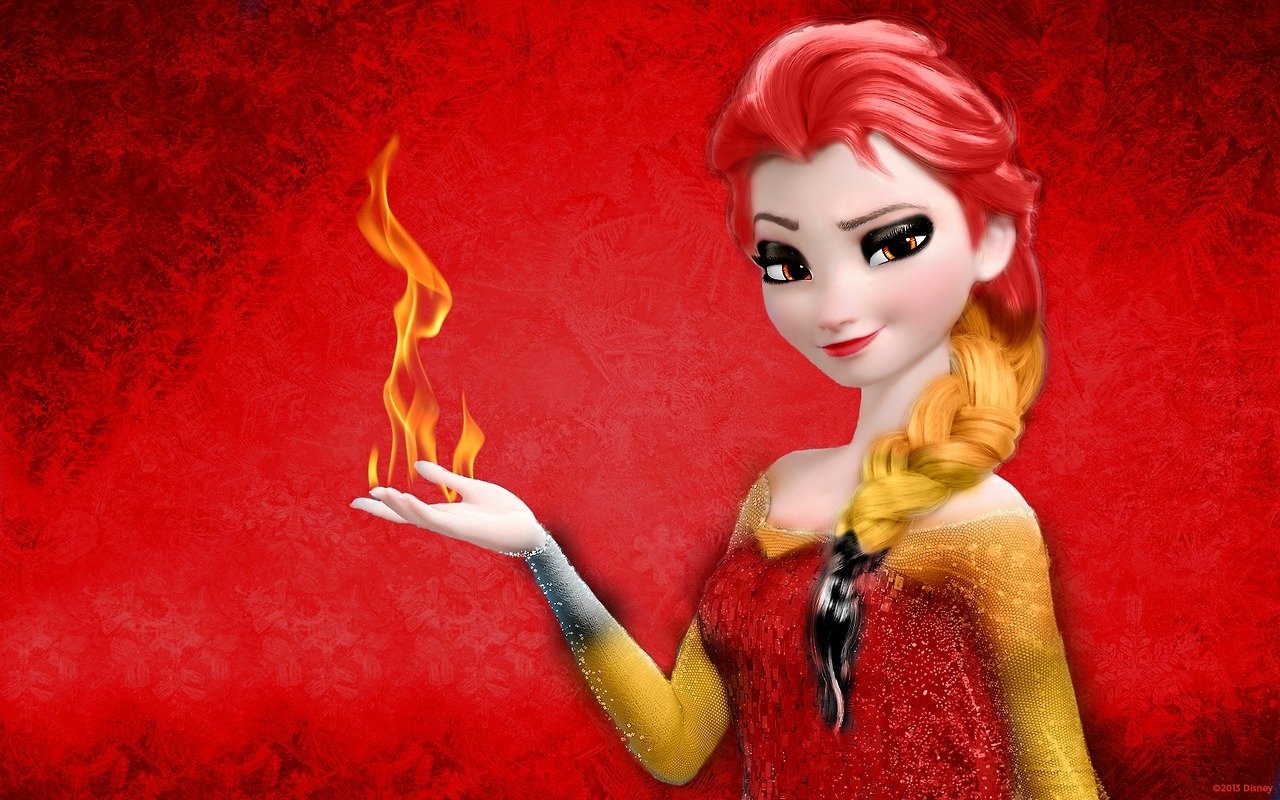 Frozen Elsa's Fiery Magic: A Bold Twist from the Movie, image size:1280x800