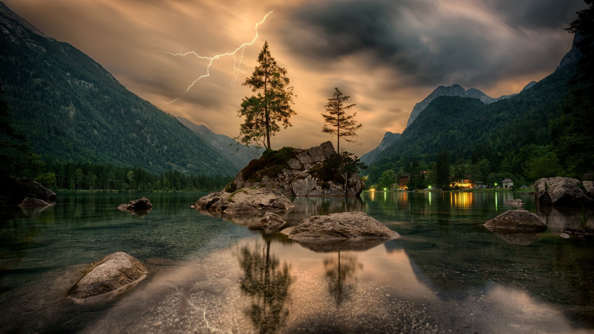 Download Thunderstorm Island Nature Lake Image