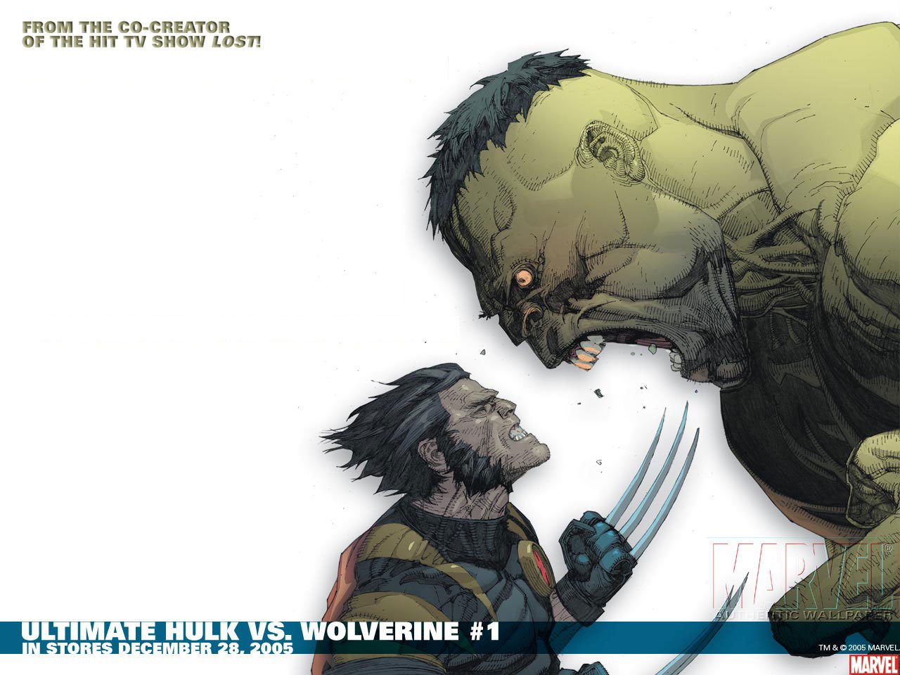 Comic cover from Marvel Comics featuring an intense face-off between Hulk and Wolverine, showcasing their fierce expressions and dynamic confrontation.