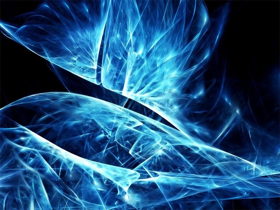 Abstract 3D CGI artwork featuring dynamic blue patterns and luminous textures, creating a sense of movement and depth against a dark background.