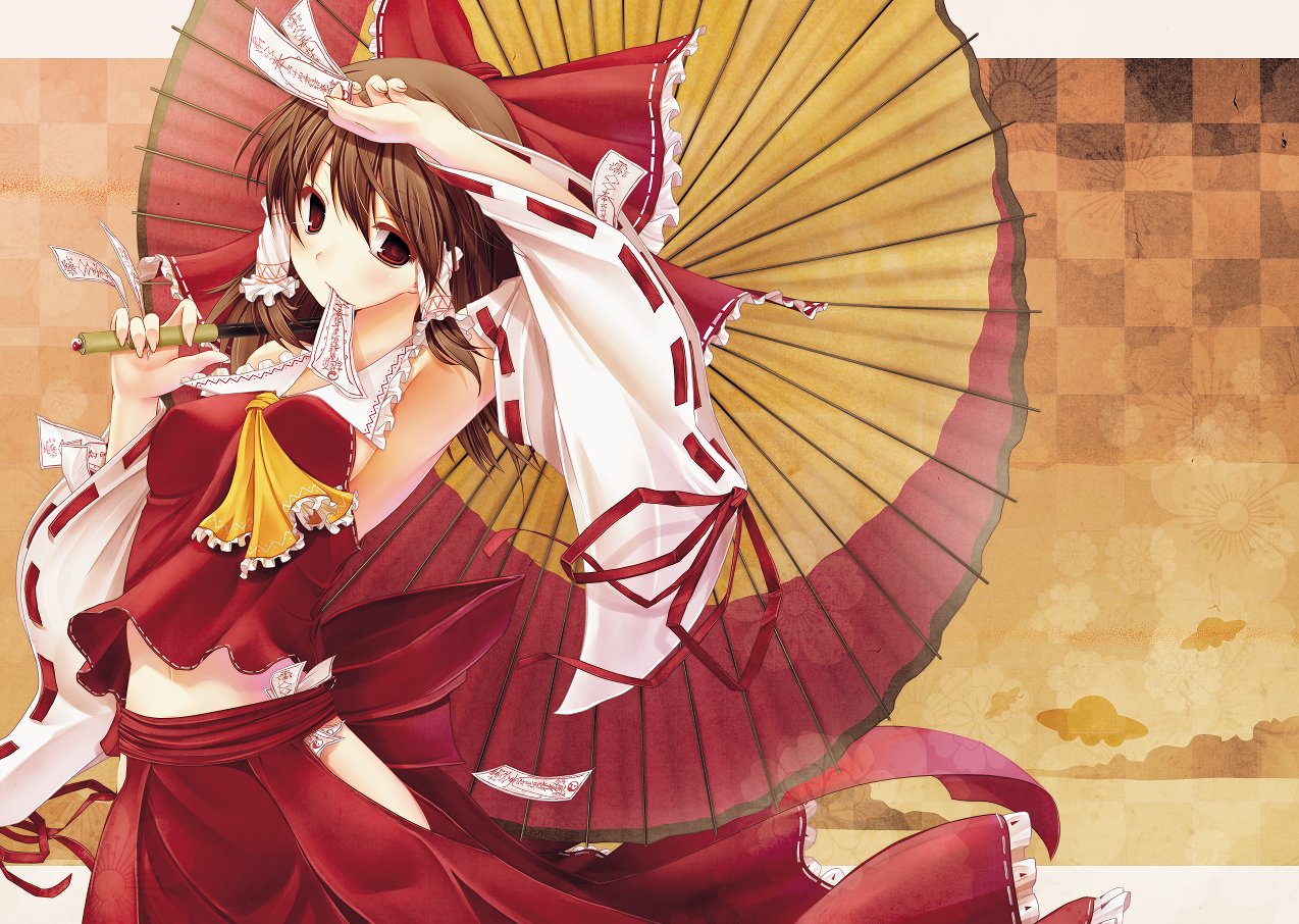 umbrella shrine maiden Reimu Hakurei Anime Touhou Image