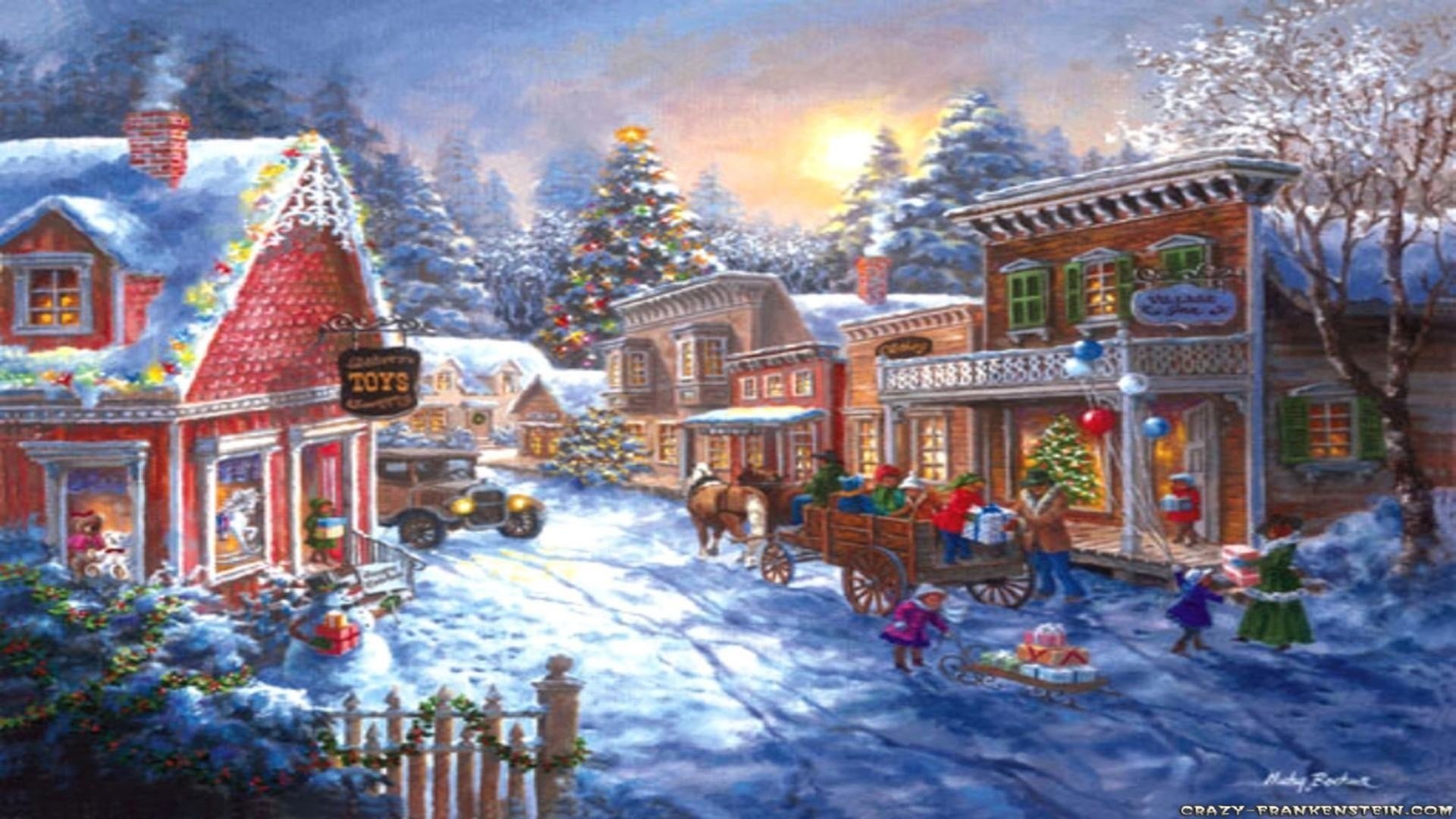  Quaint Vintage Town at Christmastime