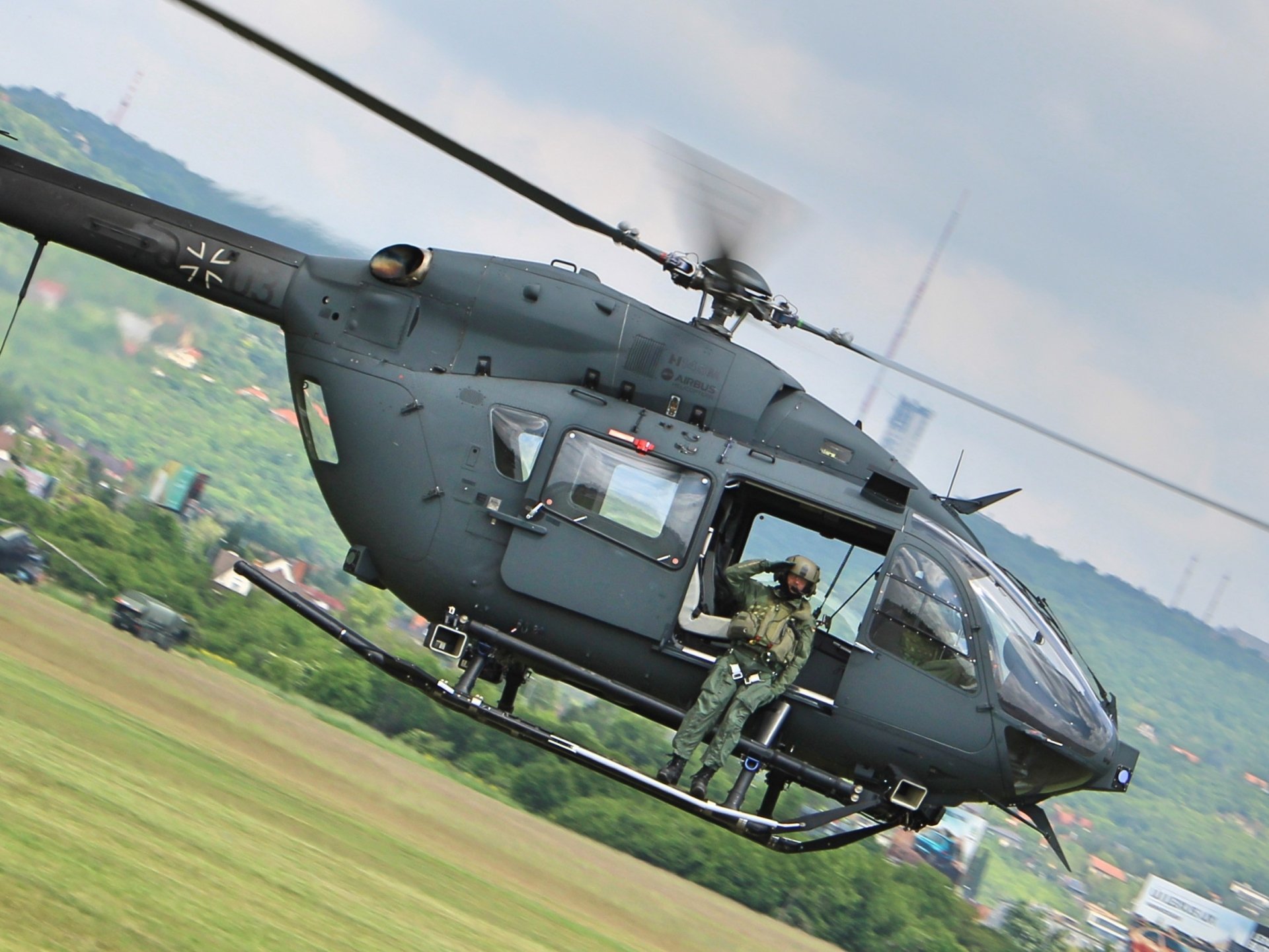  Salute from helicopter