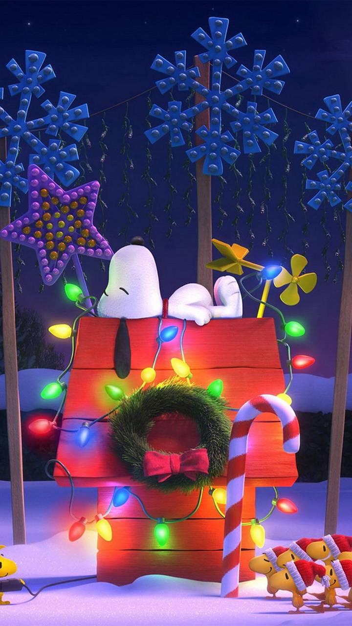 Snoopy Sleeping on His Lighted doghouse