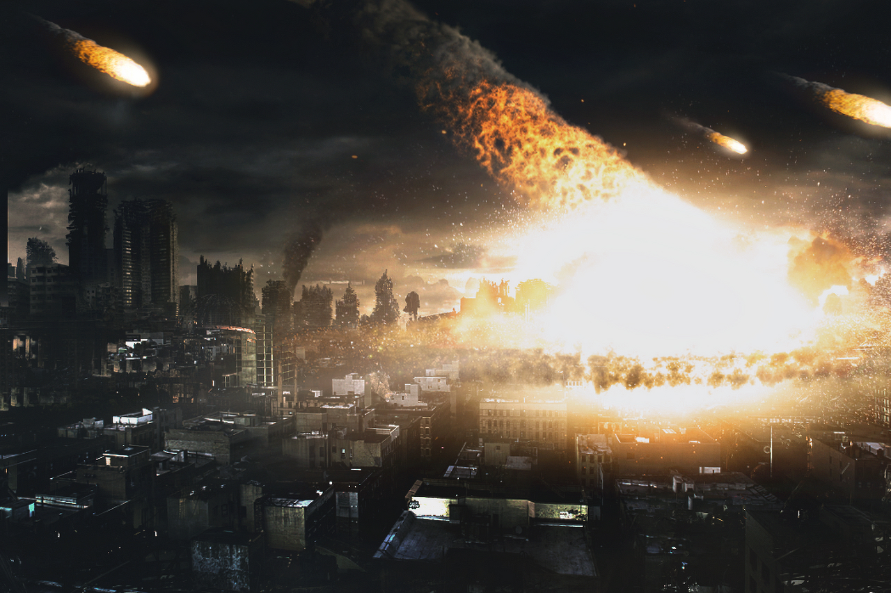 Конец света вики. Катастрофа апокалипсис. Метеорит падает на город.
