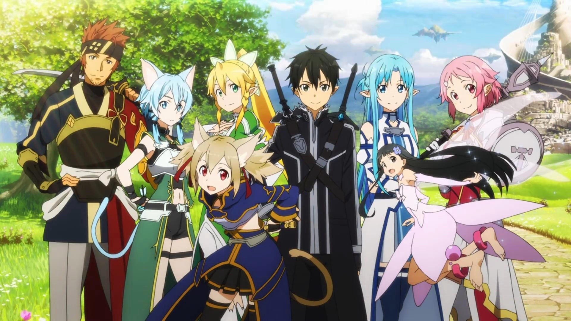 Shino Asada Klein (Sword Art Online) Asuna Yuuki Kirito (Sword Art Online) Anime Sword Art Online II Kirito And Asuna Image