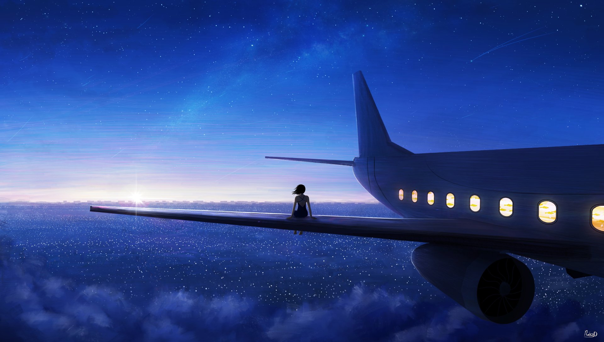  Girl sitting on a Plane