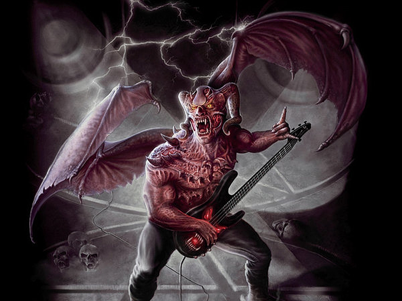 Winged Demon Playing the Guitar