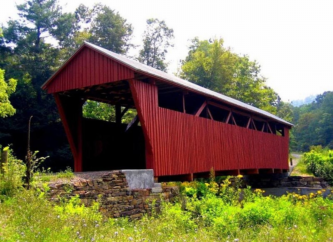 man made covered bridge Image