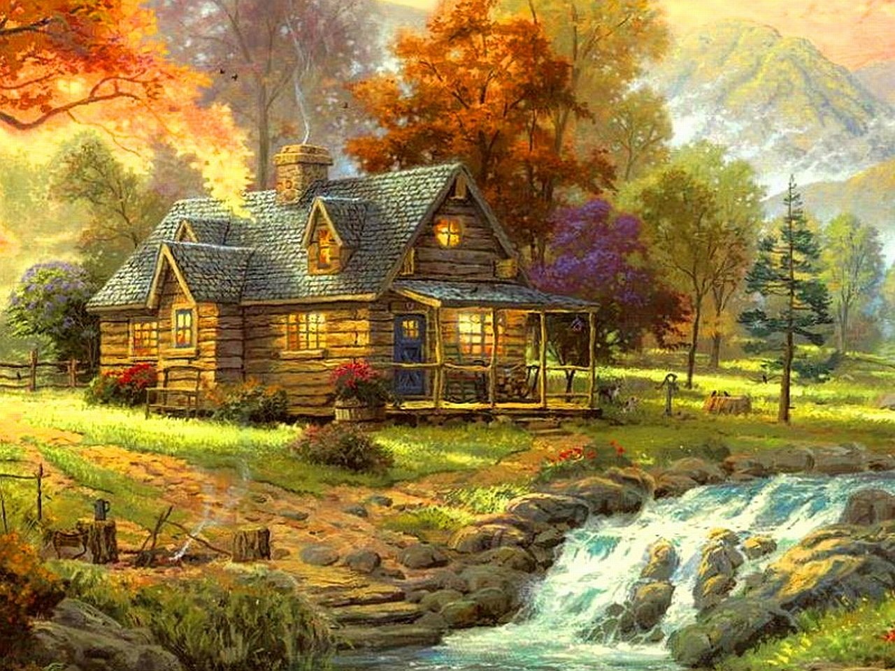 Cabin in the Countryside Painting Image - ID: 340003 - Image Abyss