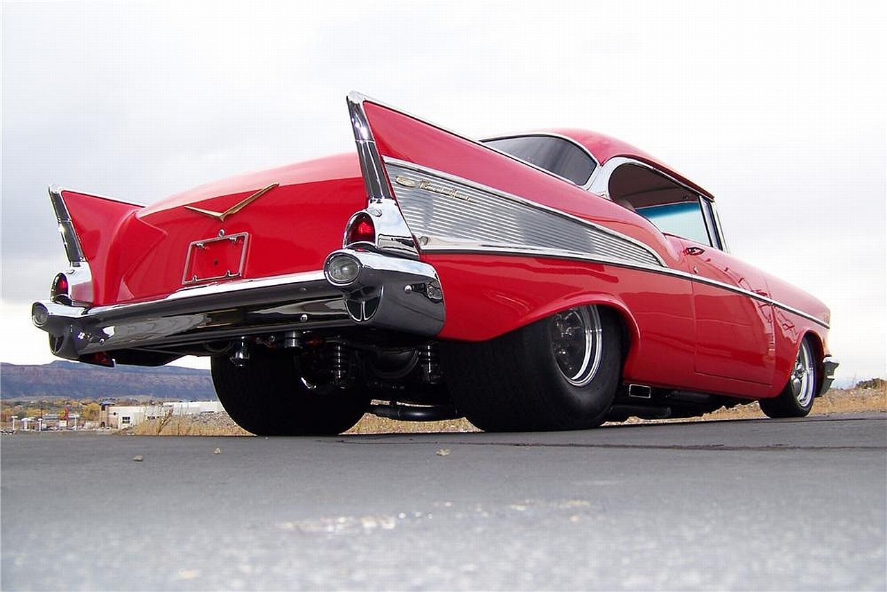  Red 1957 Chevrolet Bel Air Pro Street Rod