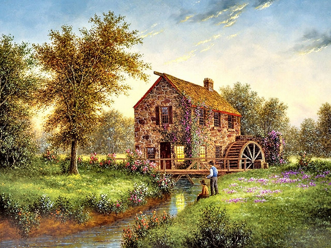 man made watermill Image