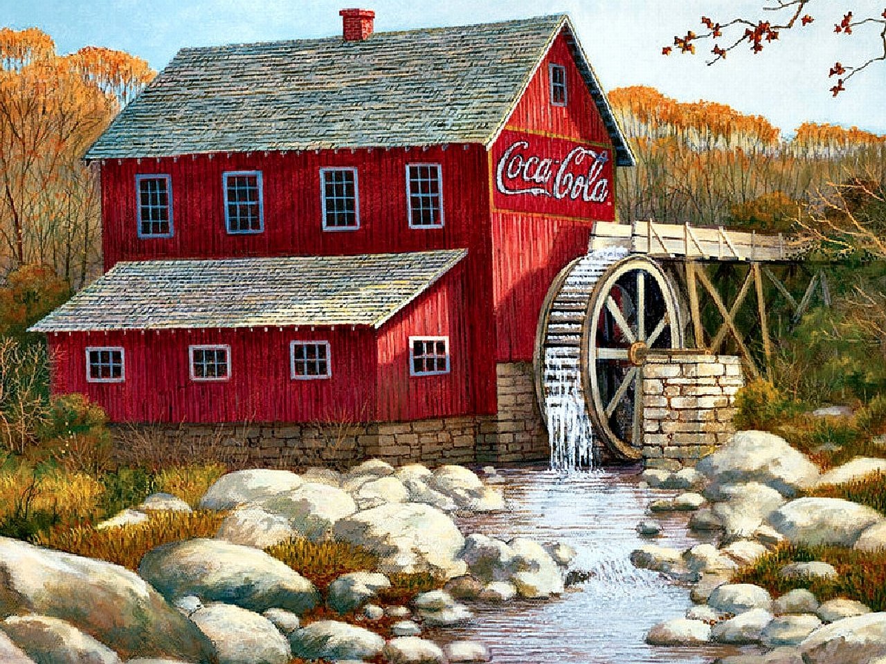 man made watermill Image
