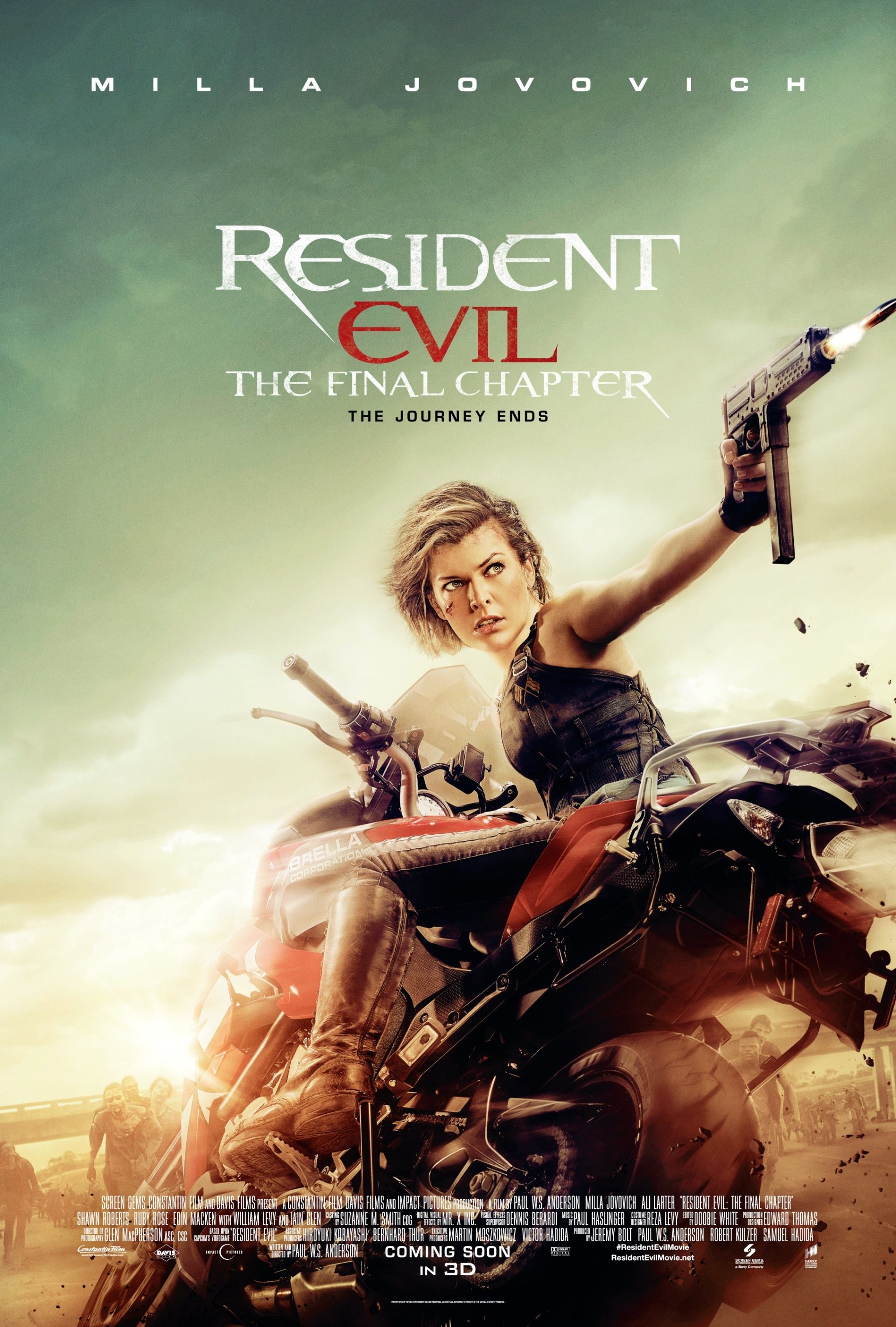 poster Alice (Resident Evil) Milla Jovovich movie Resident Evil: The Final Chapter Image