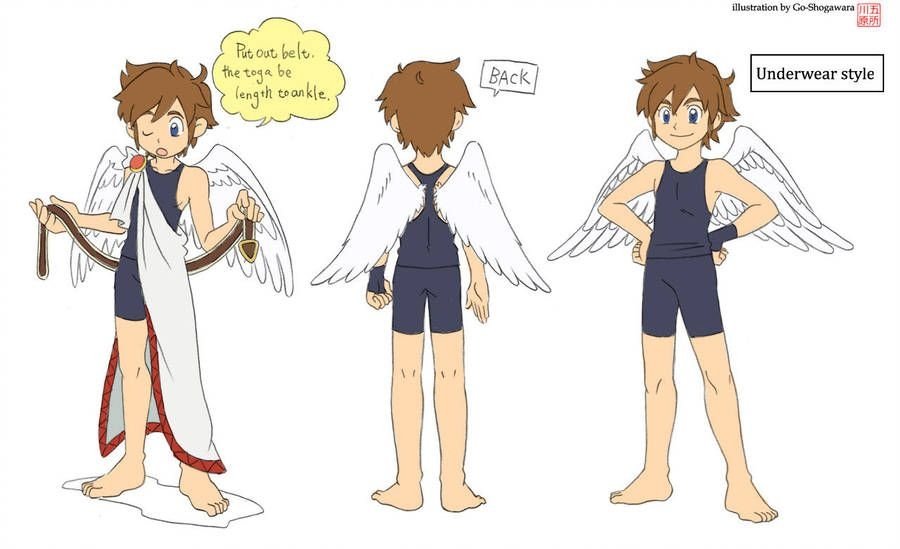 brown hair feet barefoot blue eyes wings angel Pit (Kid Icarus) video game Kid Icarus Image