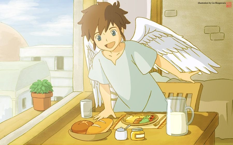 brown hair milk bread smile angel wings food pajamas Pit (Kid Icarus) video game Kid Icarus Image