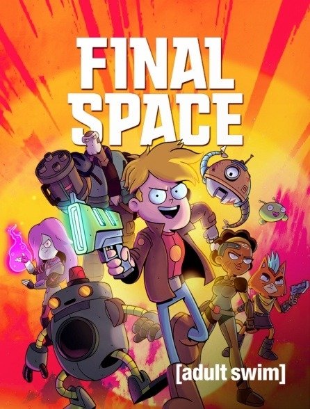 black hair purple hair alien robot gun KVN (Final Space) Nightfall (Final Space) Mooncake (Final Space) Fox (Final Space) H.U.E (Final Space) Little Cato (Final Space) Ash Graven Gary Goodspeed TV Show Final Space Image