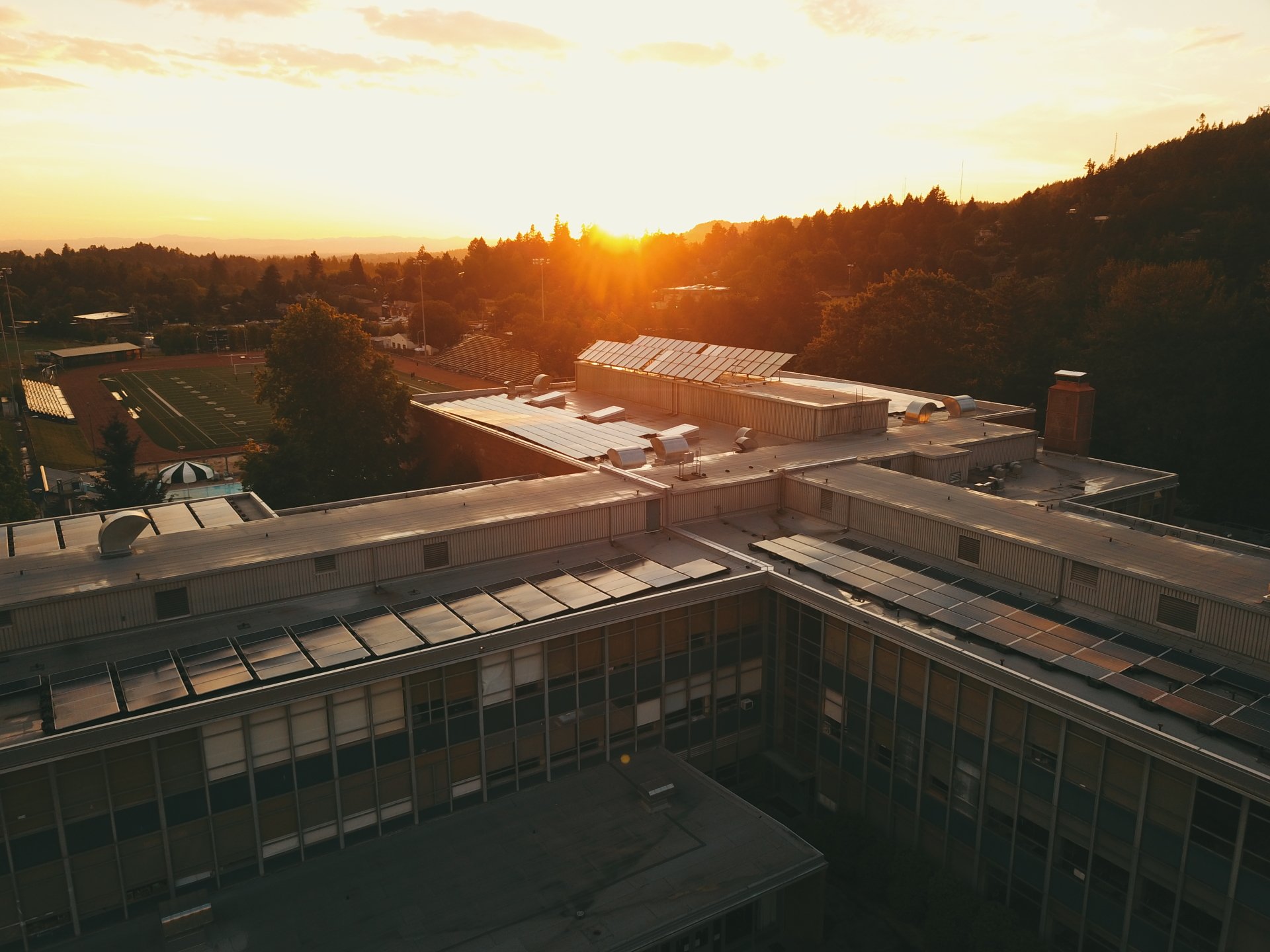 sun sunset man made building Image