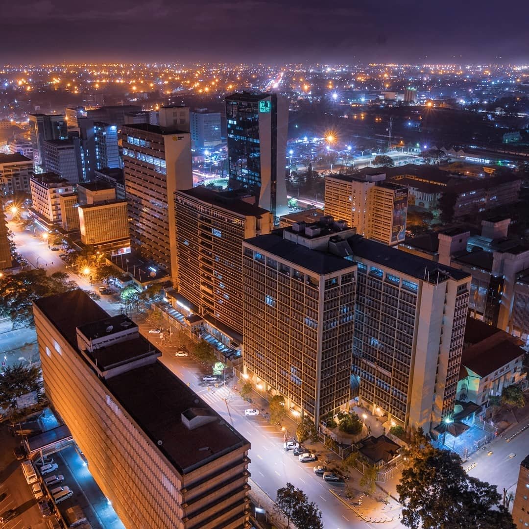 Nairobi city in the Night life, Kenya's capital city in Africa. African