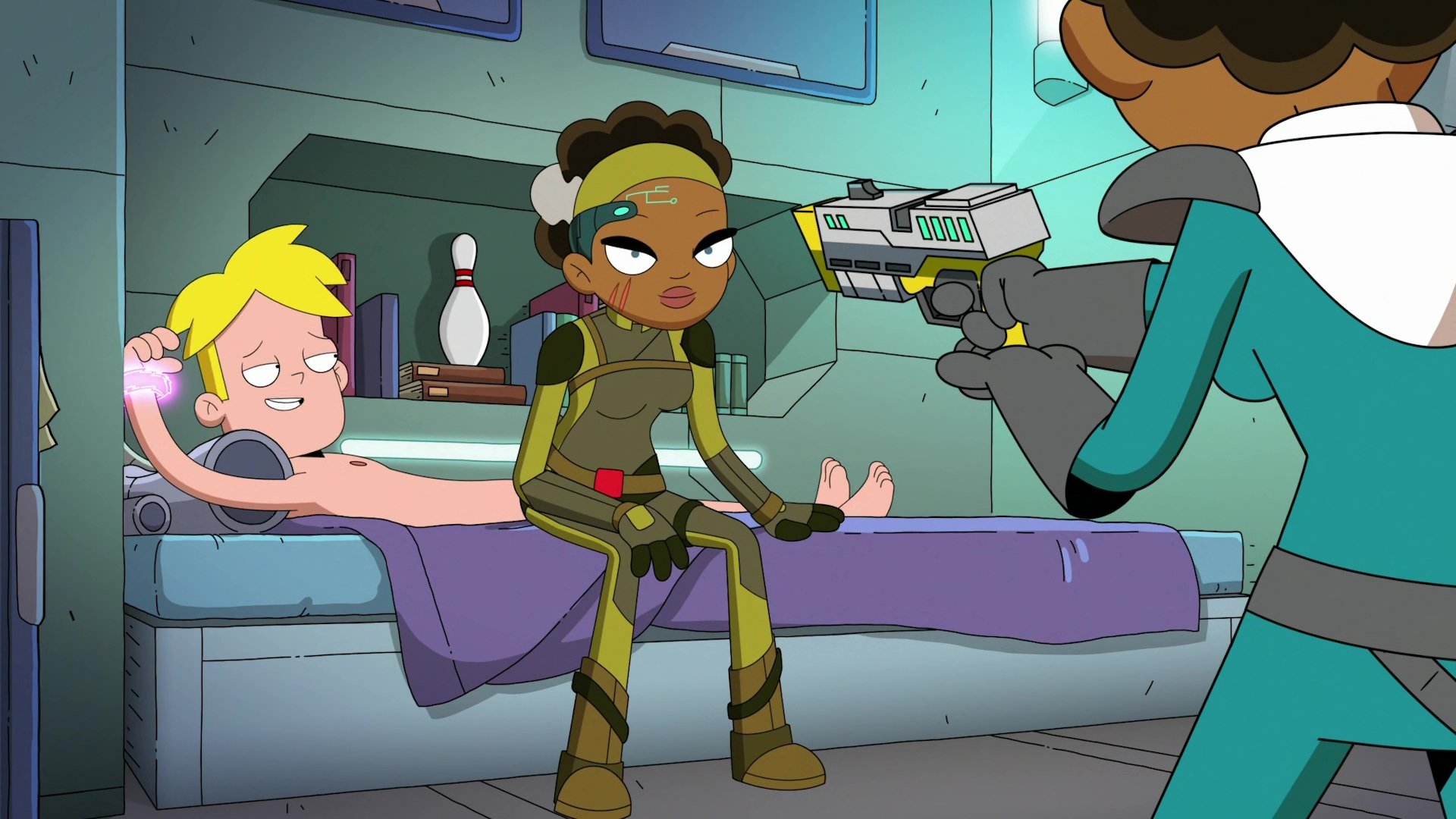 barefoot Quinn Airgon blonde gun bed Nightfall (Final Space) Gary Goodspeed TV Show Final Space Image