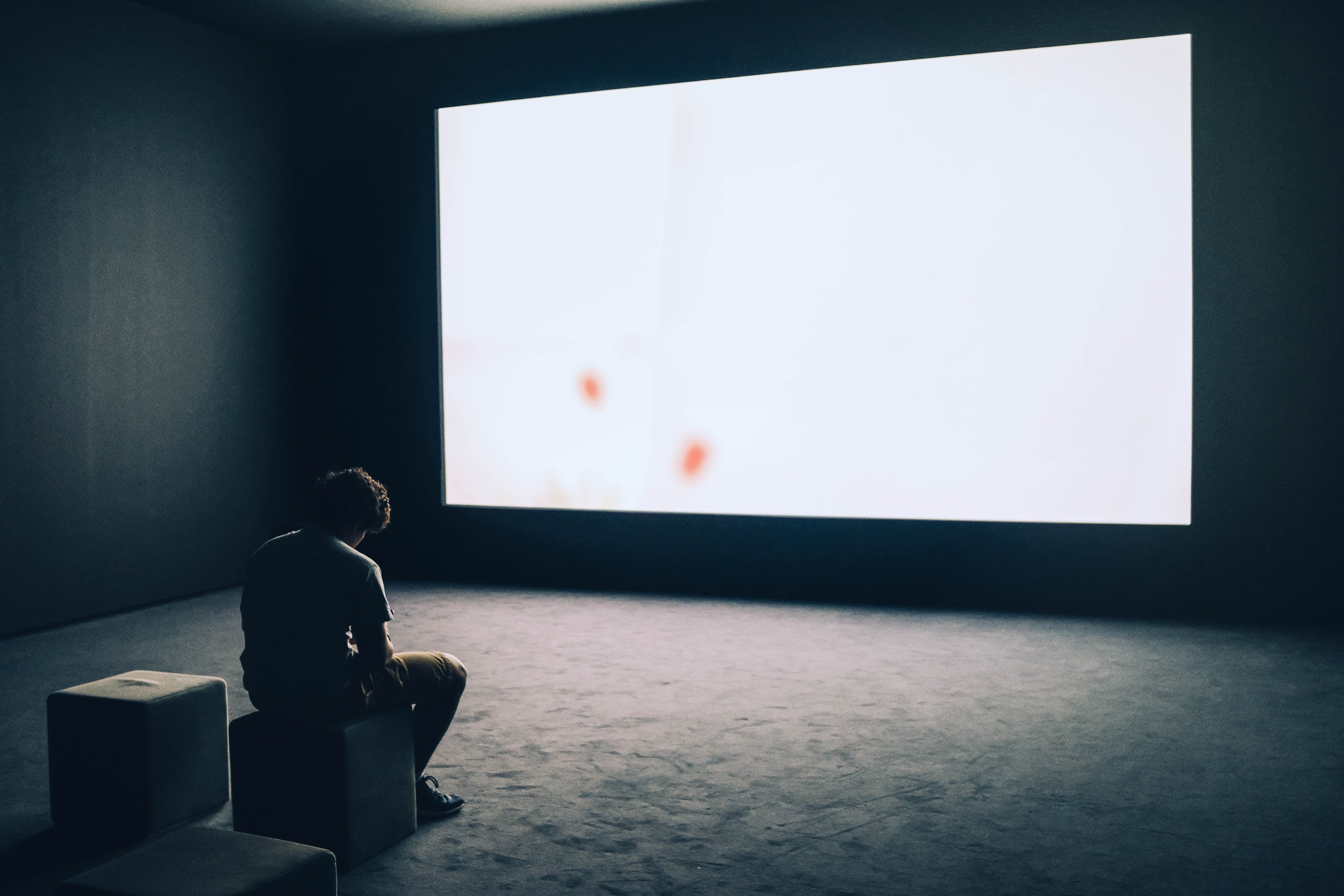 A Man In A Small Makeshift Cinema by Adrien Olichon