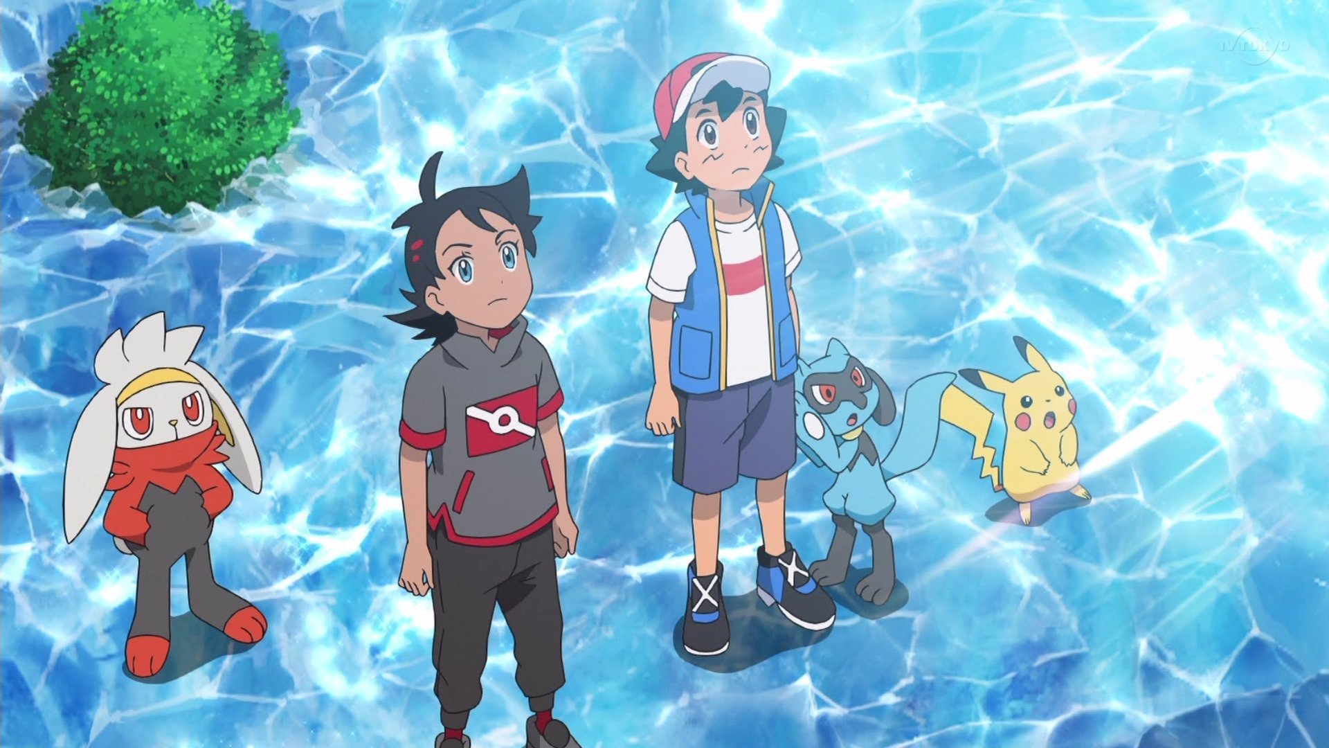 Riolu (Pokémon) Pikachu Raboot (Pokémon) Ash Ketchum Goh (Pokémon) Anime Pokemon Image