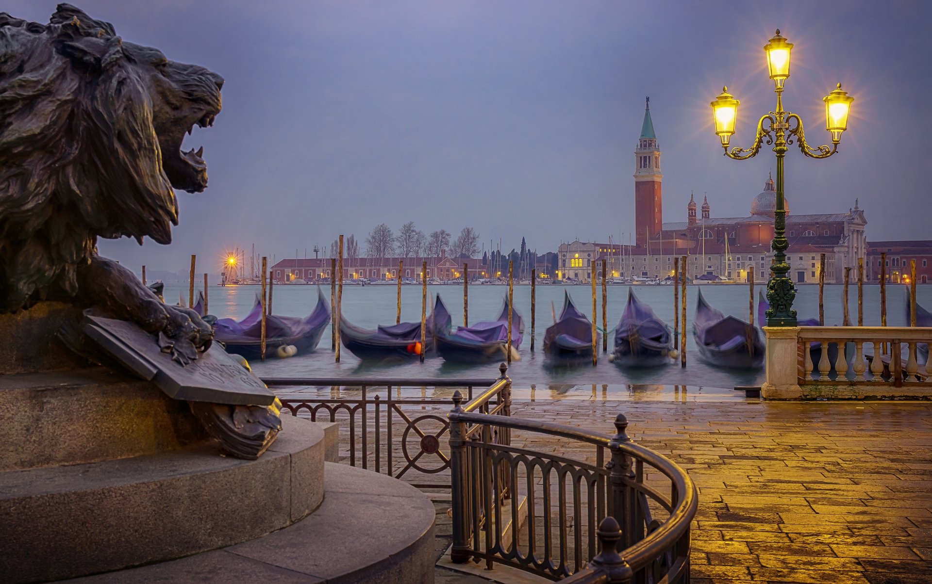  Lion Statue near Grand Canal in Venice, Italy