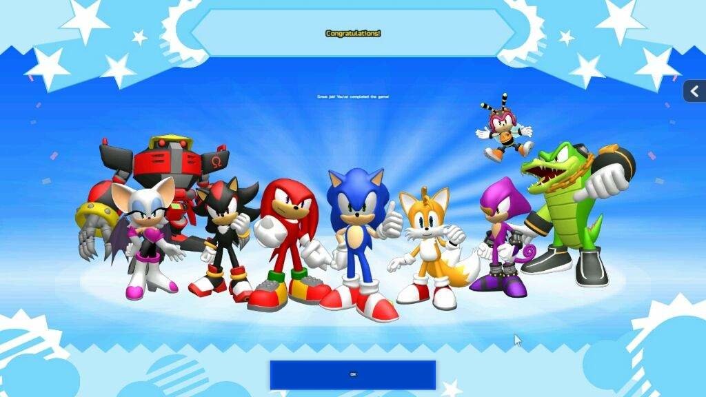 Vector the Crocodile Charmy Bee Espio the Chameleon Shadow the Hedgehog E-123 Omega Knuckles the Echidna Miles 'Tails' Prower Sonic the Hedgehog Rouge the Bat video game Sonic Runners Adventure Image