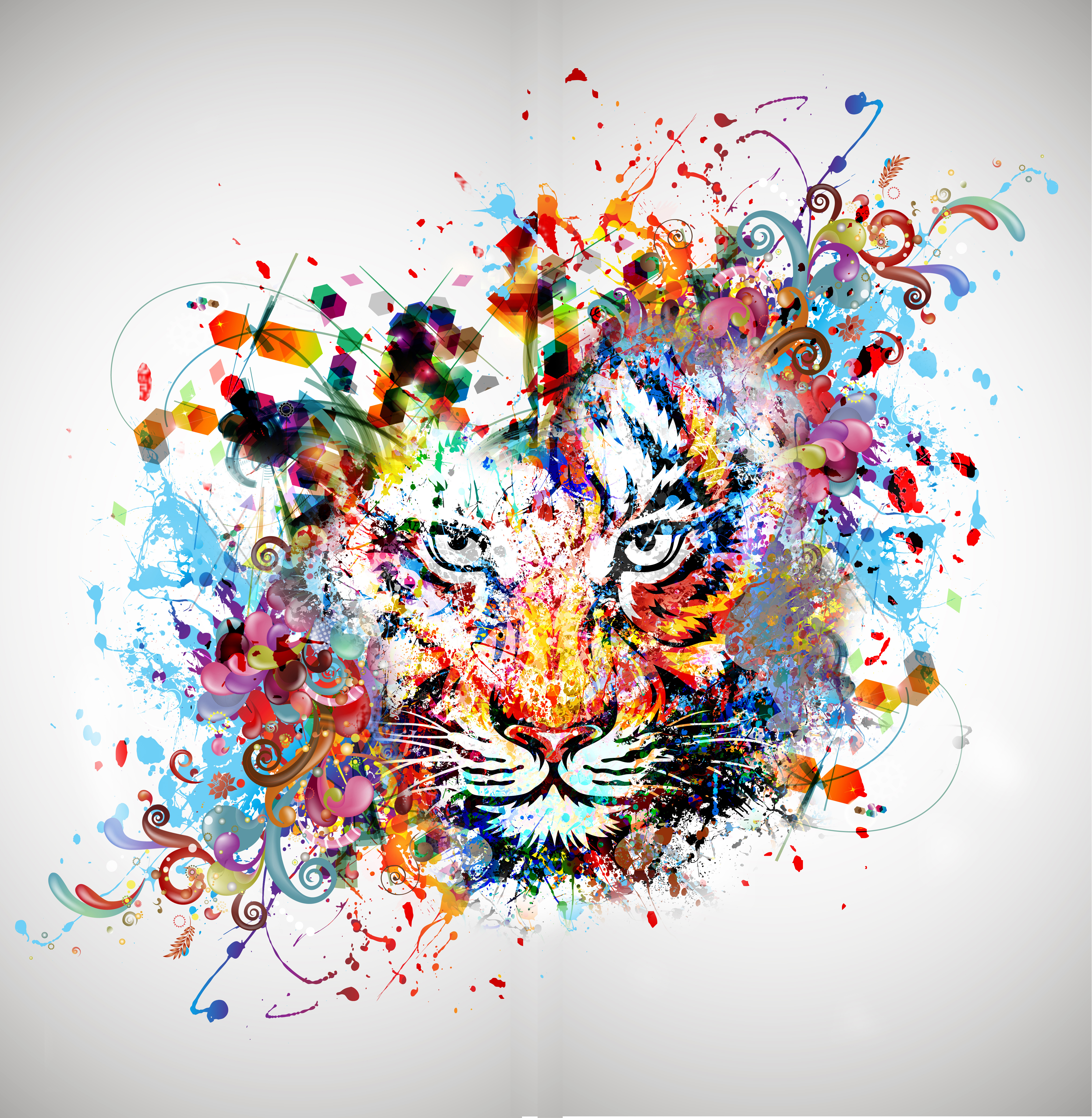 Абстракция тигр красками