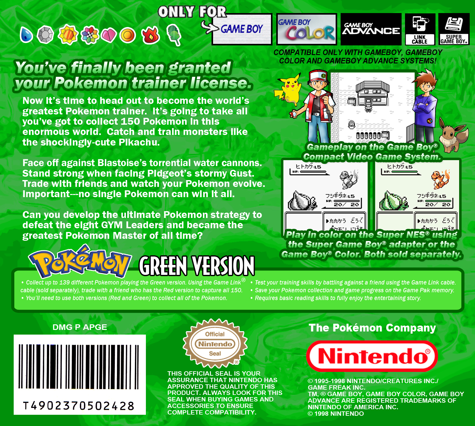 Грин покет. Game boy Pokemon Green. Pokemon Green Version. Pocket Monsters game boy. Игра покемоны зелёная версия.