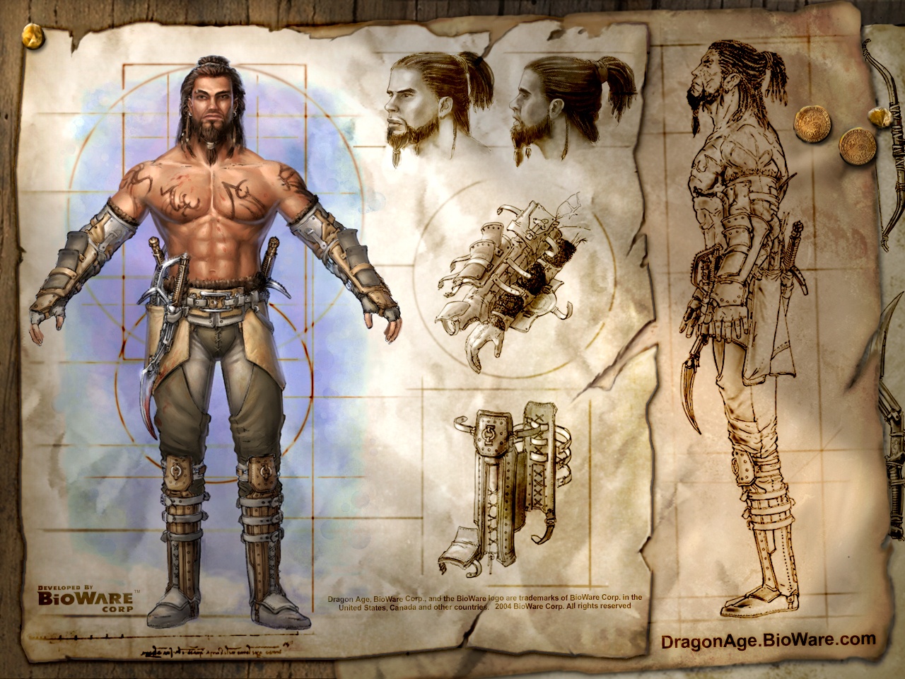Concept art of a male character from an extremely early concept of Origins