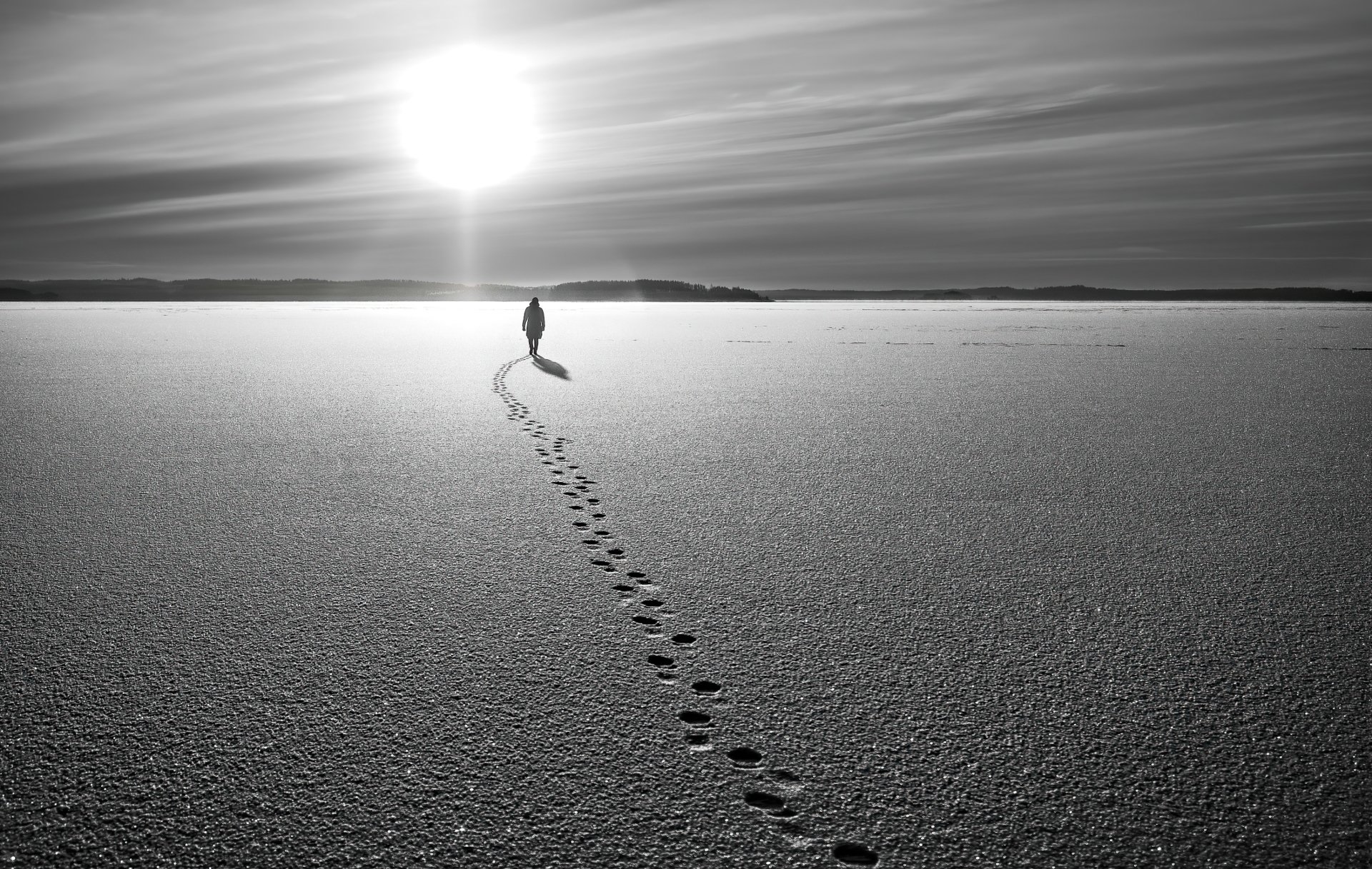 landscape footprint walking sun photography Black & White Image
