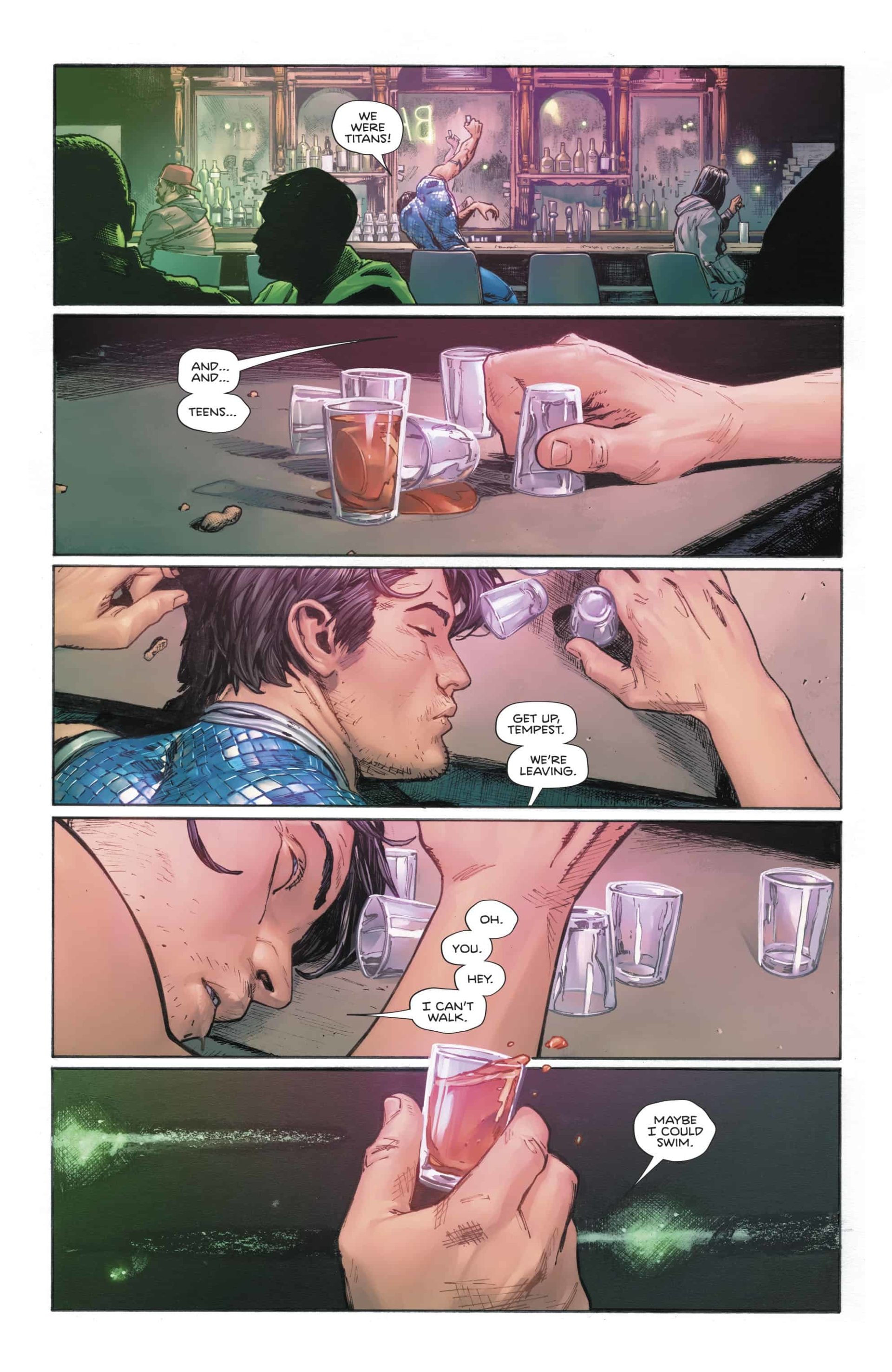 Tempest (DC Comics) black hair drink DC Comics Garth (DC Comics) Comic Heroes in Crisis Image
