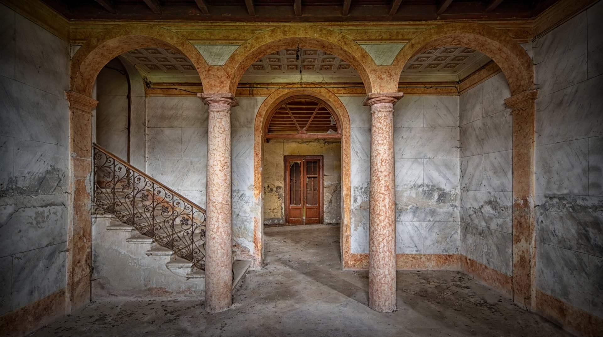 columns stairs man made house Image