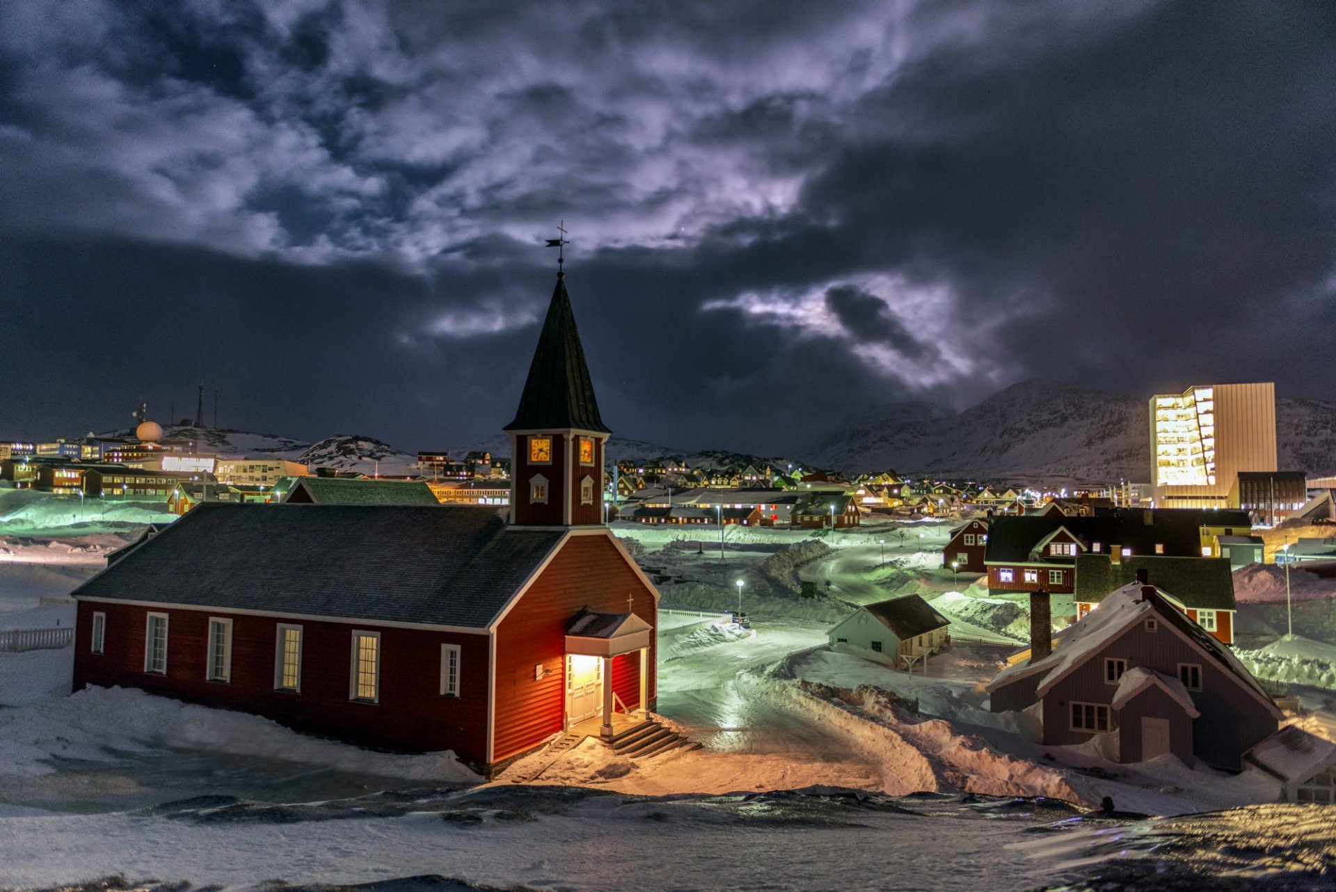 Nuuk Cathedral Or Church Of Our Saviour Is A Wooden Lutheran Cathedral Old Nuuk Greenland 