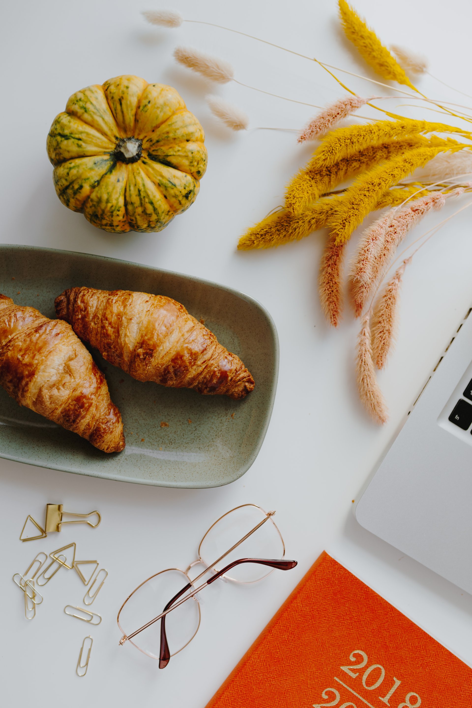  Planning New Year with croissants