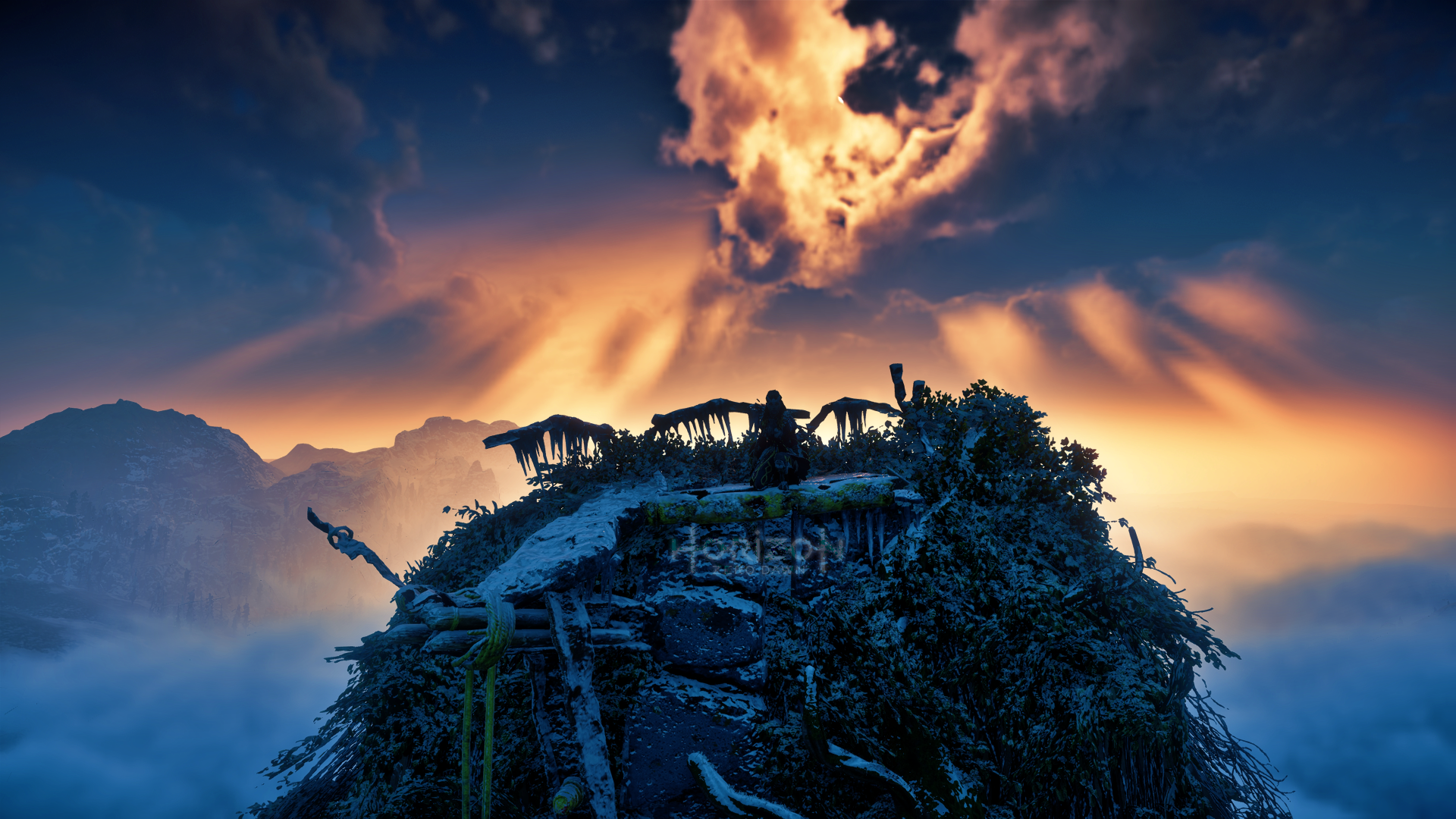 sky Aloy (Horizon Series) mountain video game Horizon Zero Dawn Image