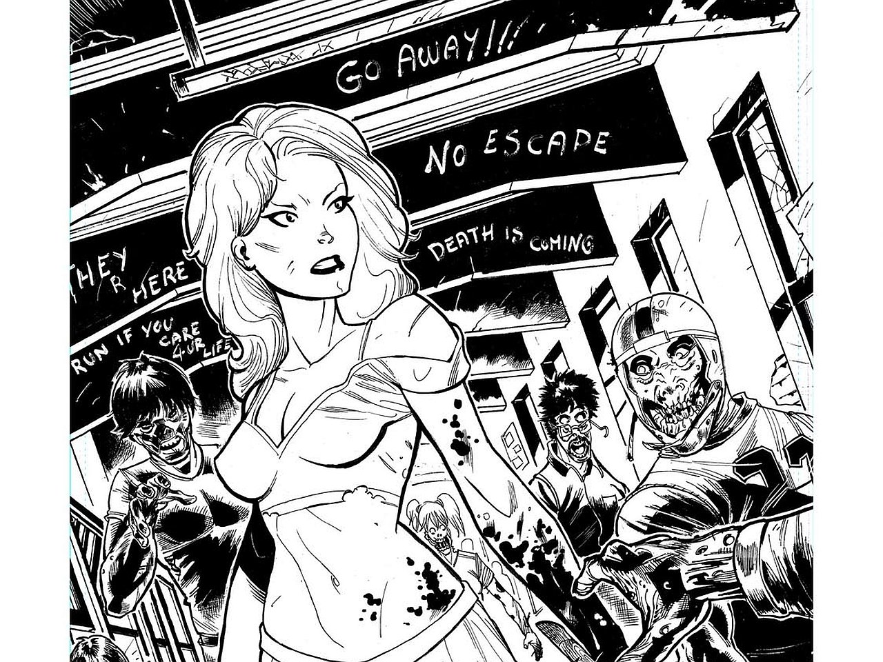 Comic zombies vs cheerleaders Image