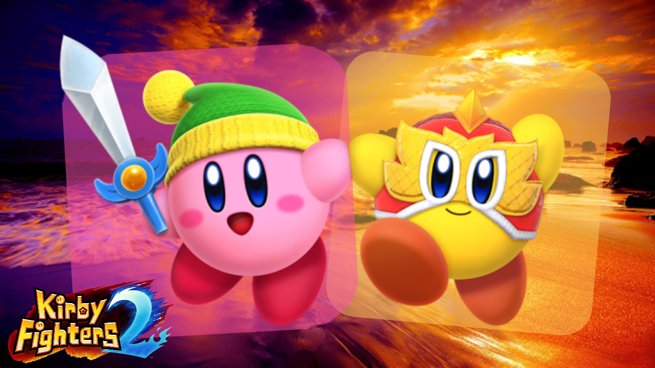 Sword Kirby & Wrestler Kirby Desktop Wallpaper | Kirby Fighters 2 by SergioWubbzy20